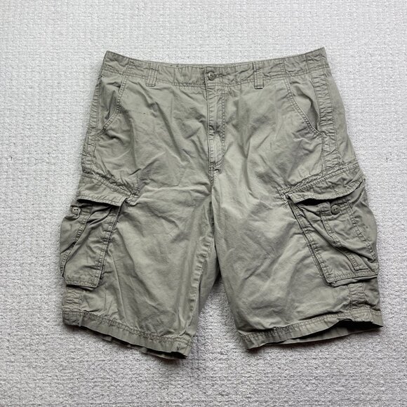 Calvin Klein Cargo Shorts Mens W36 Beige 100% Cotton Utility Multi Pocket Read - Picture 1 of 16
